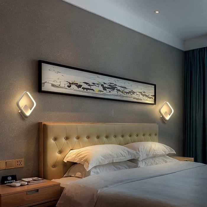 Applique Murale Interieur Blanc LED 8W Lampe Murale Moderne, Luminaire En Aluminium, Up Down Spot Lumière Nuit Lampe Blanc Chaud - Maison