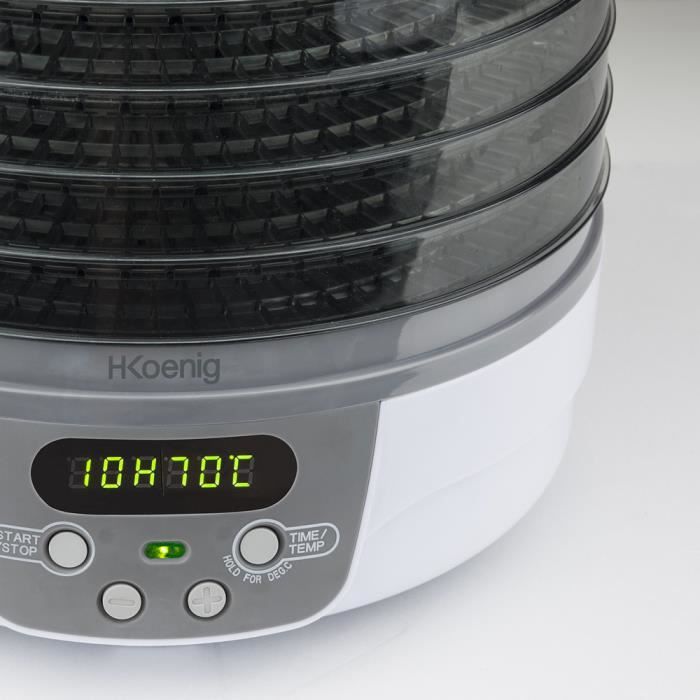 Déshydrateur Alimentaire H.Koenig DSY900 650W - 6 Plateaux, 35-70°C, Timer 24h, Écran Tactile LCD