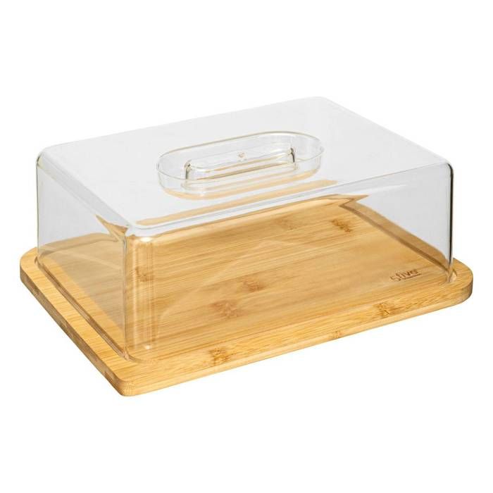 Set Beurrier En Verre Et Bambou Avec Couteau à Beurre - Naturel, Pebbly