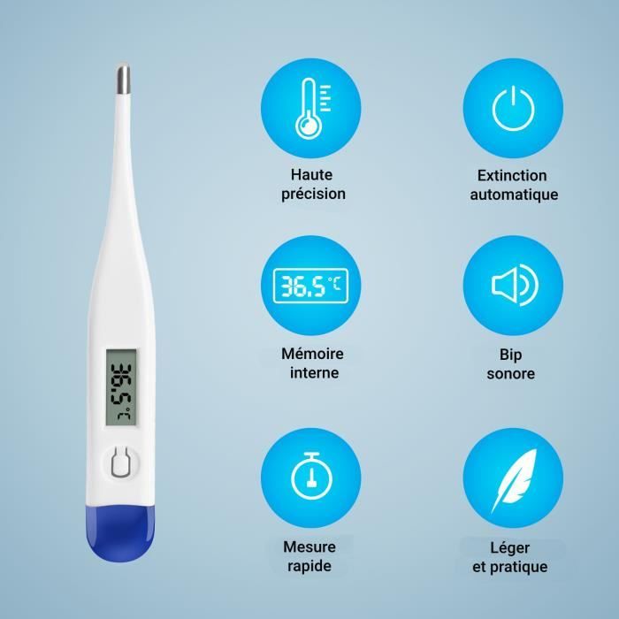 Thermomètre Medical Électronique pour la Fièvre - Daffodil HPC350 -  Thermomètre pour Bébé Enfant Adulte Ovulation - Mesure rectale buccale  axillaire