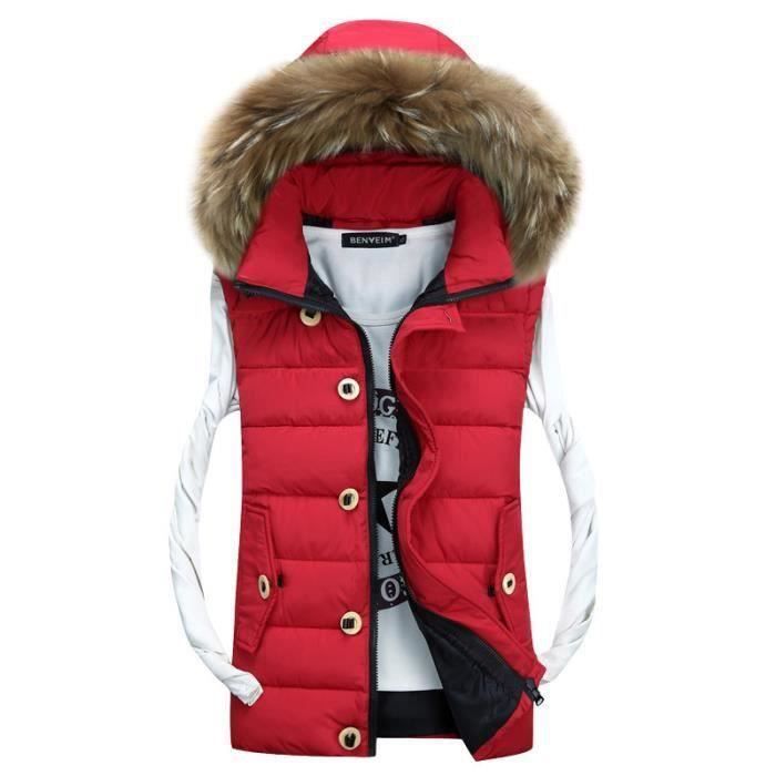 Doudoune avec sales fourrure rouge homme