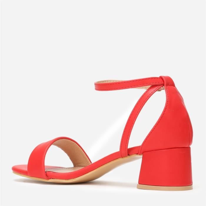Sandales rouges talon carré discount