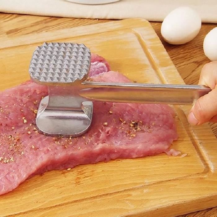Attendrisseur à Viande Avec Extrémité En Métal, Maillet à Viande En M Tal Maillet Bois M Tal Double Face Aide La Cuisine Attendrisseur Escalopes Rondes Pour Steak B Uf Porc Noix