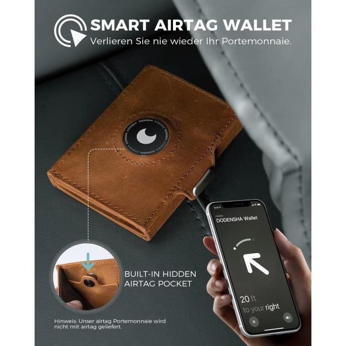Airtag Portefeuille Homme avec Porte-Monnaie, RFID Portefeuille Homme avec  7 Emplacements pour Cartes