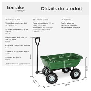 Relaxdays Chariot Pour Feuilles Mortes, Charrette De Jardin Brouette 2 Roues Sac Pour Feuilles De 160 Litres Vert 84642608
