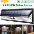 Lampe Solaire Jardin Extérieur 118 LED - Capteur de Mouvement - 3 Modes - Noir-0