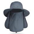 Chapeau de pêche Capuchon solaire large bord avec rabat de cou amovible Couvercle de visage UV Protection solaire pour Ourdoor Homme-0