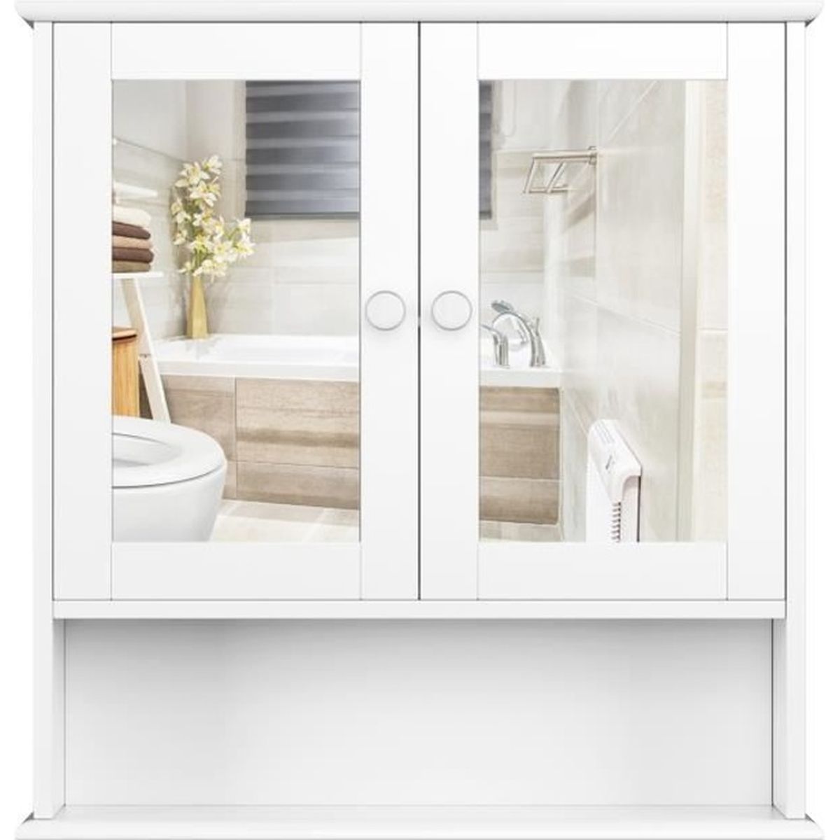 Armoire murale salle de bain armoire miroir Double portes miroir