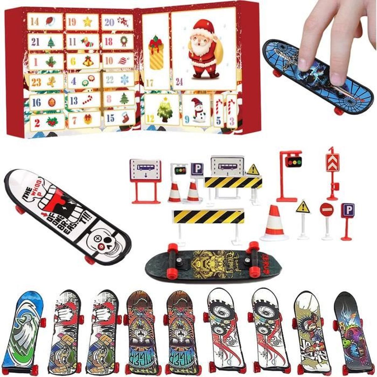 Mini Skateboard Doigt,Mini Finger Skateboard Advent Calendar,2022