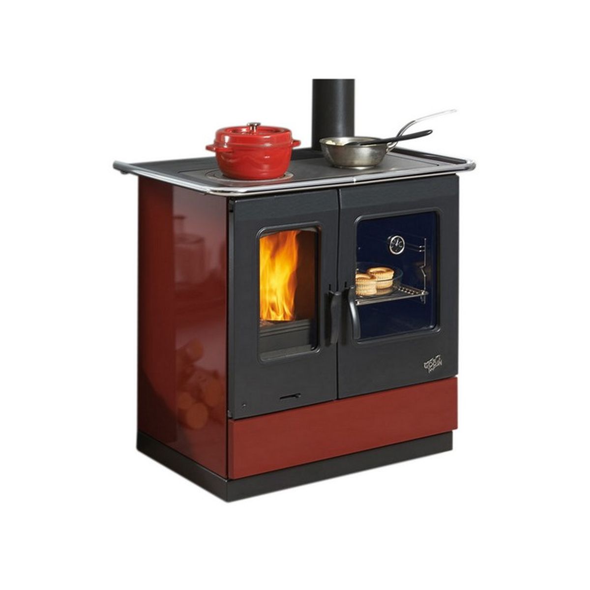 godin cuisiniere a bois 6 5kw rouge 241100carmin cdiscount electromenager