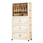 Armoire à vêtements - WEVALLEY - Modèle sur roulettes - 3 tiroirs - 1 penderie - Blanc