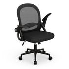 BIGZZIA Chaise de bureau | Fauteuil avec housse en maille respirante | ergonomique | accoudoirs rabattables & réglable en hauteur | noir