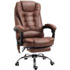 VINSETTO Fauteuil de bureau direction massant chauffant hauteur réglable dossier inclinable tissu aspect lin marron 65x70x121cm Marron