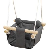 Balançoire bébé enfant siège bébé balançoire réglable barre sécurité accessoires inclus coton gris 40x40x25cm Gris