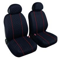 Housses de siège avant en tissu de coton piquées - bleu rayure rouge