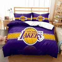 Housse de Couette Basket-Ball des Lakers Violets Parure de lit Couette 3 Pièces avec 2 Taies d’Oreillers 140x200cm[385]