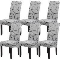 Lot de 6 Housses de chaise extensible XL imprime pour chaises de Salle à Manger Grande taille couverture de Chaises Dossier Haut