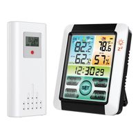 Station météo sans fil avec réveil, thermomètre hygromètre intérieur extérieur avec capteur à distance, écran tactile