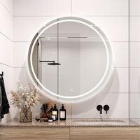 Miroir Salle de Bain, SDLOGAL ø80cm Rond Miroir de salle de bain à capteur LED, avec Bouton Tactile Intelligent, Facile à Installer
