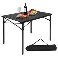 WOLTU Table Pliante - Table de Camping en Aluminium - Table de Pique-Nique - 104 x 69 x 70 cm - Noir