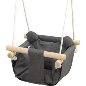BALANÇOIRE - PORTIQUE Balançoire bébé enfant siège bébé balançoire réglable barre sécurité accessoires inclus coton gris 40x40x25cm Gris