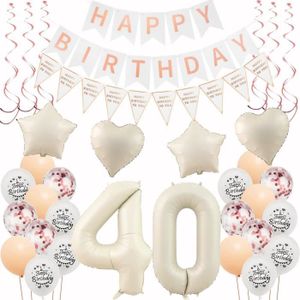 Decoration Anniversaire 40 Ans Homme Femmes, Or Blanc Ballons Anniversaire  40 Ans Avec Deco 40 Ans Bannière De Joyeux Annive[N10184] - Cdiscount Maison