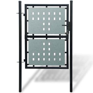 PORTAIL - PORTILLON ZHG- MODE&CHIC Portail simple de clôture Noir 100x200 cm ,Moderne-Design