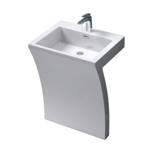 LAVABO - VASQUE Mai & Mai Lave main évier vasque 58,5x48x82cm en résine de synthèse blanc rectangulaire lavabo avec trop-plein à poser au sol Col07
