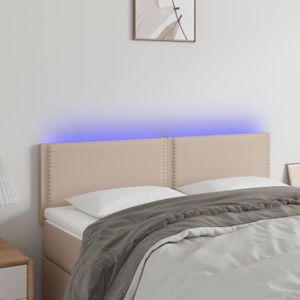 TÊTE DE LIT Tête de lit à LED Cappuccino - Garnaco - 144x5x78/88 cm - Similicuir - Blanc - Contemporain - Design