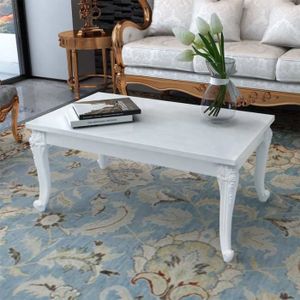 TABLE BASSE Table basse blanc brillant - KEENSO - ZHU - Rectangulaire - Contemporain - Design