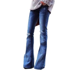 JEANS Femme Jeans Taille Haute Evasé Jeans Stretch Slim Bell-Bottom Jeans Rétro Jambe Bootcut Pants Coupe Ample Jeans Décontracté J-G