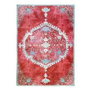 TAPIS DE COULOIR GRENADE - Tapis effet vintage motif médaillon rouge 160 x 230 cm Rouge