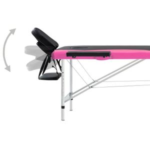 TABLE DE MASSAGE - TABLE DE SOIN NEUF Table de massage pliable 2 zones Aluminium Noir et rose En Stock YESMAEFR