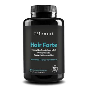 COMPLEMENTS ALIMENTAIRES - BEAUTE ONGLES ET CHEVEUX Hair Forte avec Acides Aminés Issus Millet, Palmier Floride, Biotine, Sélénium, Zinc - 120 Gélules