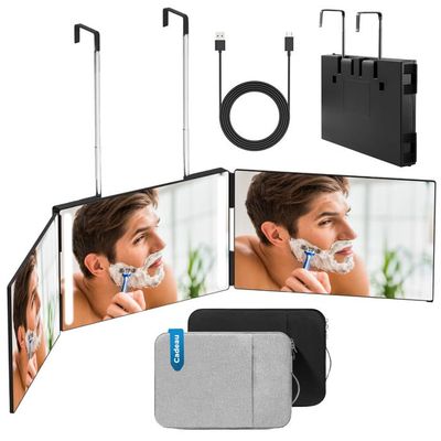 RYUNQ Miroir 3 Faces Coiffure Homme avec Crochets, Portable Miroir à