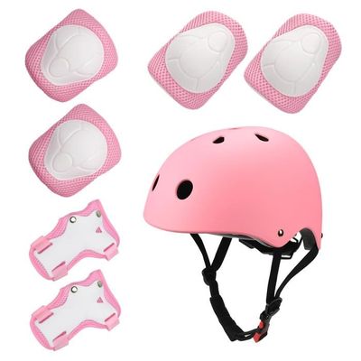 Kit Protection Roller Enfant 7Pcs Casque Genouillère Protège-Poignet Coudières Protection Skateboard Vélo Trotinette Freestyle (Bleu, 2-9 Years
