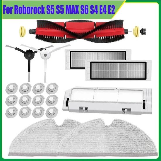 Kit Accessori Per Roborock E2, E35, E4 – 2 Spazzole Laterali, 2 Panni, 2 Filtri, Spazzola Principale, Qualità Testata In Germania