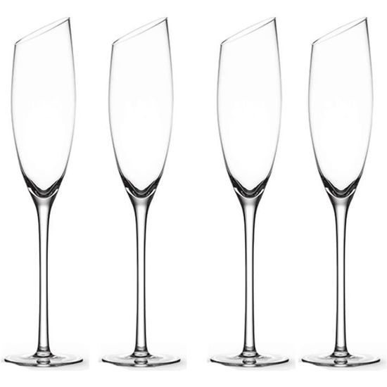 Lot De 2 Flûtes à Champagne En Cristal - Motifs Givrés Et Fleurs - Hauteur 9 2/3 Pouces - Élégance Garantie
