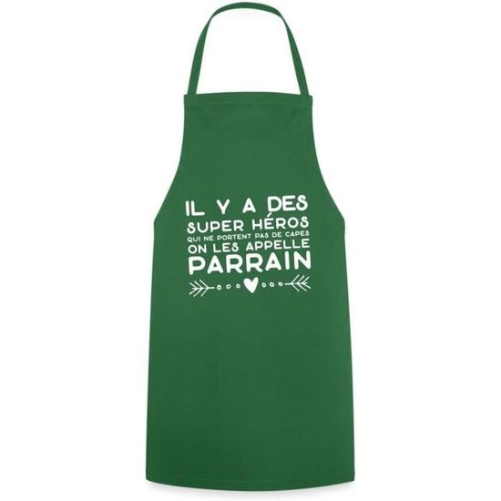 Tablier Super Héros Sans Cape Parrain - Tablier Cuisine Humour Pour Homme