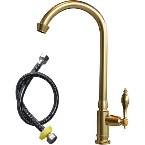 Robinet Lave-Mains Eau Froide Chromé - Robinet Lavabo Toilettes Invités En Inox 304 Avec Tuyau 60cm