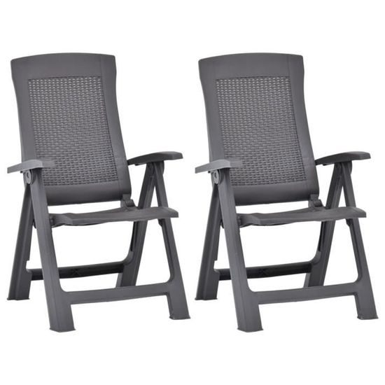 Chaises inclinables de jardin 2 x Chaises de jardin - Style Contemporain - Fauteuil de Jardin chaises de bistro - Plastique M🍦6792