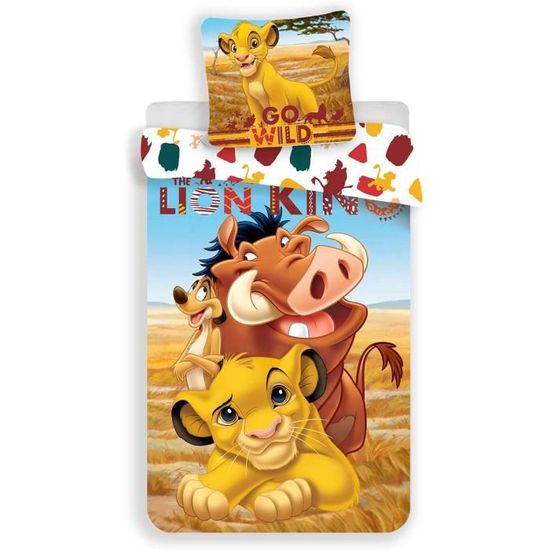 Copripiumino Le Roi Lion In Cotone - Per Letto Singolo, 140x200 Cm, Con Federa, Tema Il Re Leone