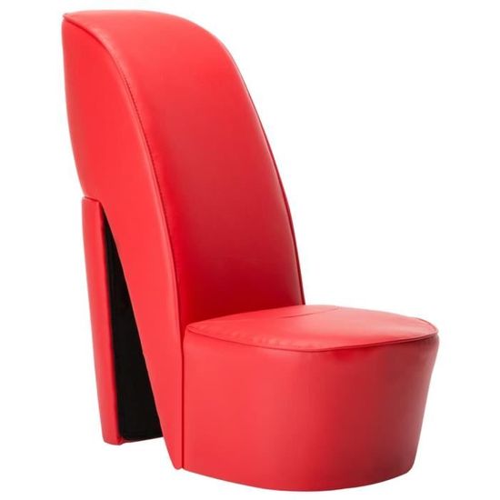 ♪2936 Chaise en forme de chaussure à talon Design & Chic - Fauteuil Relaxation haut Rouge Similicuir MEUBLE®