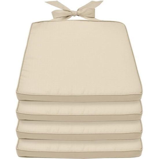 Lot De 8 Coussins De Chaise Carrés 45x45x10 Cm - Attaches, Polyester, Rembourrage Coton PP