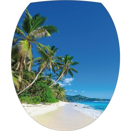 Stickers WC Déco 'Plage Farniente' - Autocollant Pour Abattant De Toilettes 35 X 42 Cm - Modèle 262