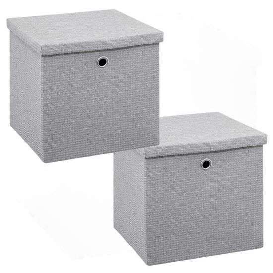 Lot De 2 Boîtes De Rangement En Tissu Blanc (25x25x25 Cm) - Design Pliable Et élégant