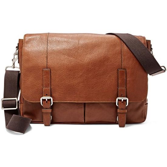 Besace messenger cuir fossil cognac Marron Cdiscount Bagagerie Maroquinerie
