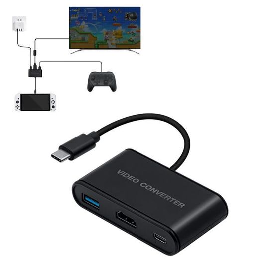DOBE Convertisseur vidéo portable 1080p Convertisseur TV console de jeu pour Nintendo Switch/Switch OLED/Steam Deck/appareil