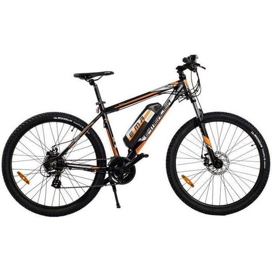 VTT électrique alu 27,5'' - MERCIER - 21 Vitesses - Autonomie 75 km - Cadre aluminium AHEADSET - Noir/orange - Homme