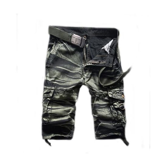 Short Cargo Homme Coton Baggy - Bermuda Rétro Multi-Poches Casual